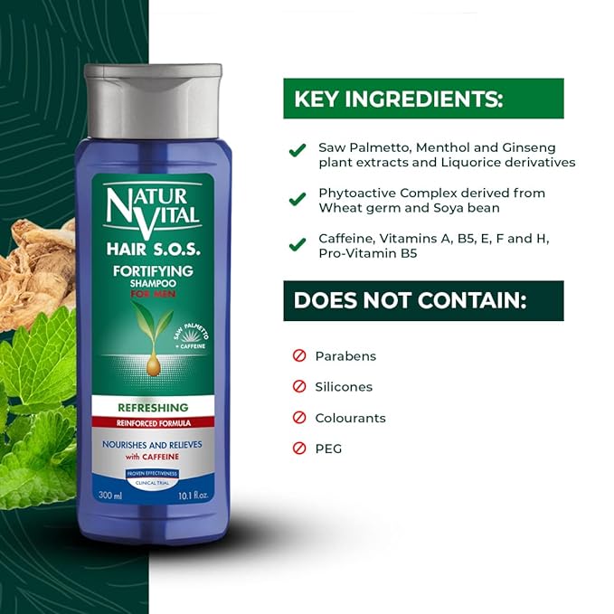 NaturVital Hair Loss Refreshing Shampoo for Men 300ML